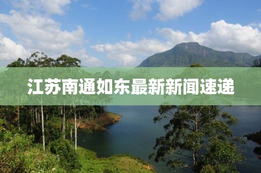 江蘇南通如東最新新聞速遞