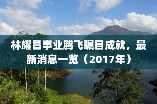 林耀昌事業(yè)騰飛矚目成就，最新消息一覽（2017年）