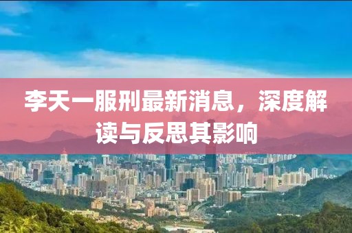 李天一服刑最新消息，深度解讀與反思其影響