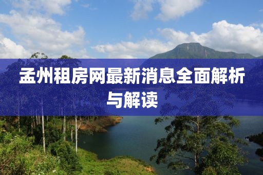 孟州租房網(wǎng)最新消息全面解析與解讀