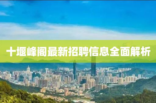 十堰峰閣最新招聘信息全面解析