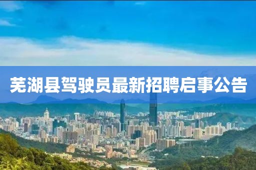 蕪湖縣駕駛員最新招聘啟事公告