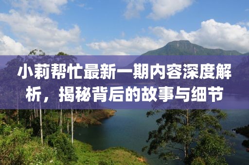小莉幫忙最新一期內(nèi)容深度解析，揭秘背后的故事與細節(jié)