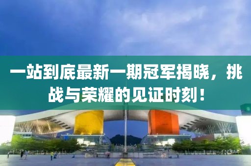 一站到底最新一期冠軍揭曉，挑戰(zhàn)與榮耀的見證時刻！