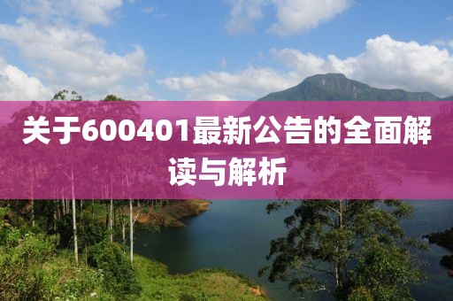 關(guān)于600401最新公告的全面解讀與解析