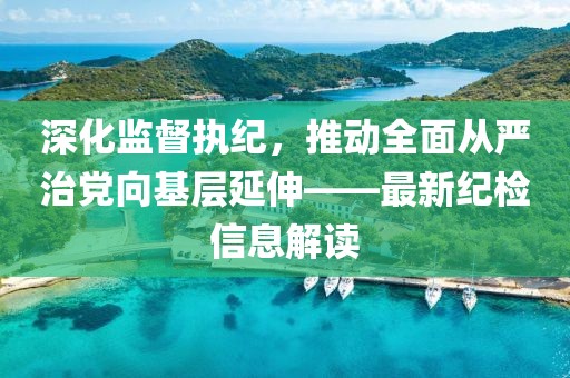 深化監(jiān)督執(zhí)紀(jì)，推動全面從嚴(yán)治黨向基層延伸——最新紀(jì)檢信息解讀