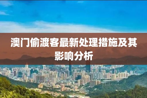 澳門偷渡客最新處理措施及其影響分析