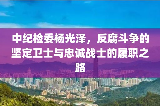 中紀(jì)檢委楊光澤，反腐斗爭(zhēng)的堅(jiān)定衛(wèi)士與忠誠(chéng)戰(zhàn)士的履職之路
