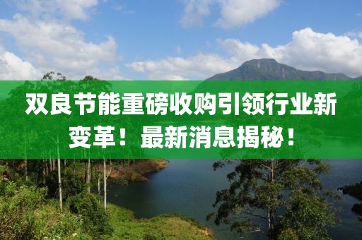 雙良節(jié)能重磅收購引領(lǐng)行業(yè)新變革！最新消息揭秘！
