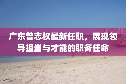 廣東曾志權最新任職，展現(xiàn)領導擔當與才能的職務任命