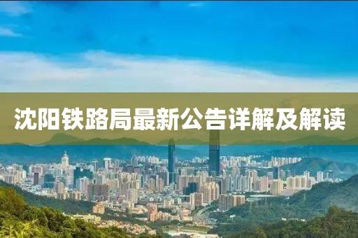 沈陽鐵路局最新公告詳解及解讀