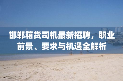 邯鄲箱貨司機最新招聘，職業(yè)前景、要求與機遇全解析