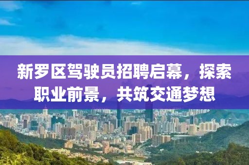 新羅區(qū)駕駛員招聘啟幕，探索職業(yè)前景，共筑交通夢想